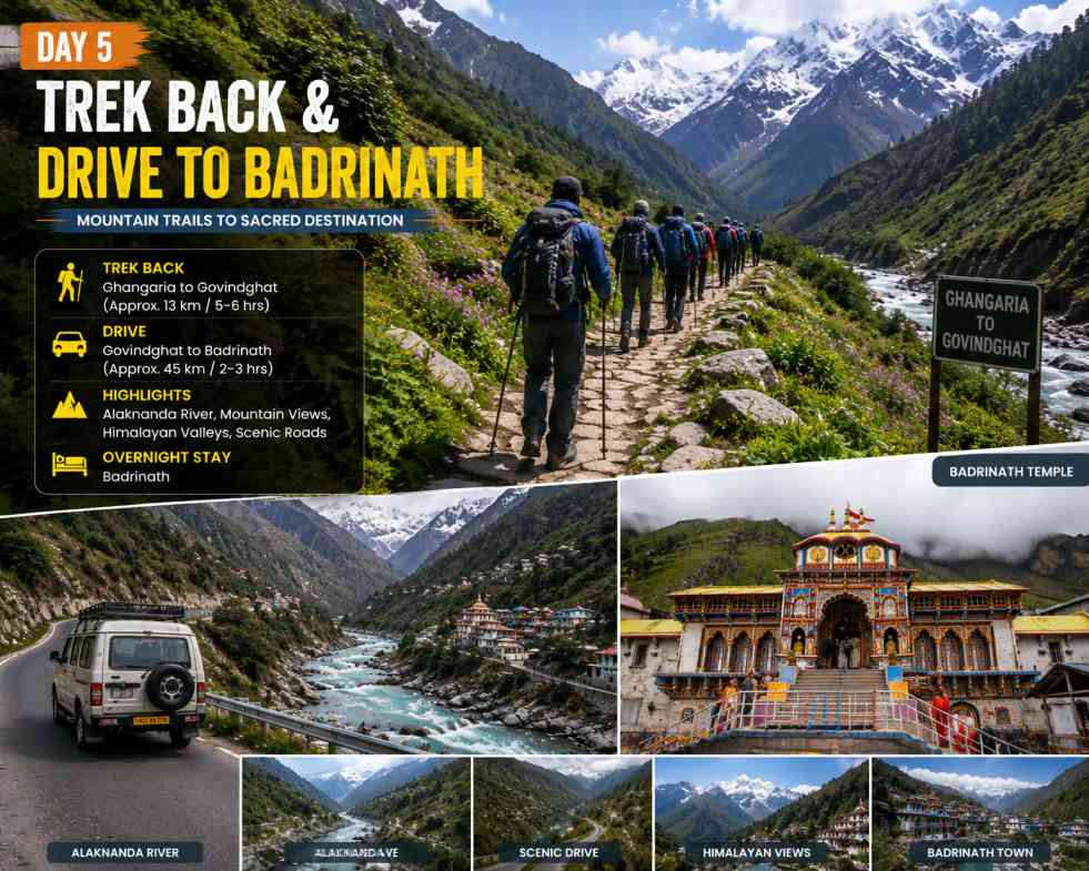Day 5 – Trek Back & Drive to Badrinath